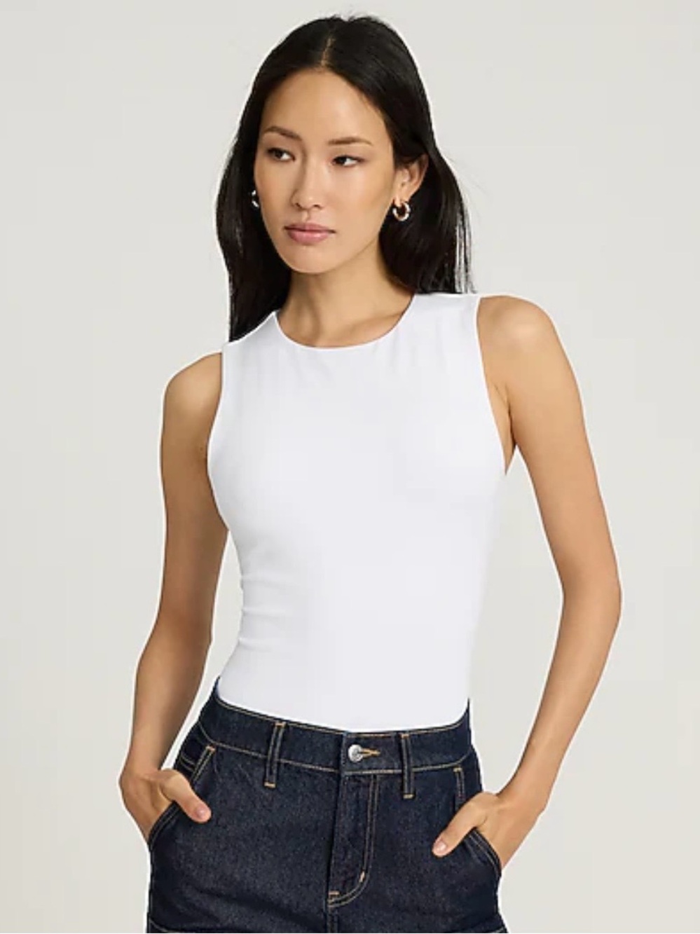 Express White High Neck Sleeveless Bodysuit